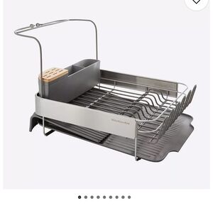KitchenAid Silver and Gray Over-Sink Dish Rack with Utensil Caddy